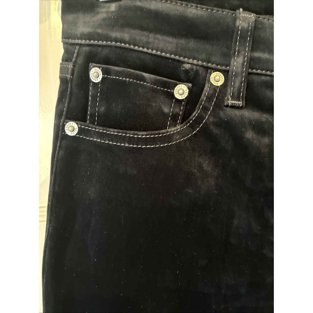 Ralph Lauren Collection 160 Flocked Coated Black Velvet Denim Jeans Sz 28 - Picture 7 of 16